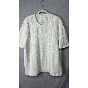 YITAI Women’s White Wave Knit Sweater 100% Cotton, Size 2XL HEAVY